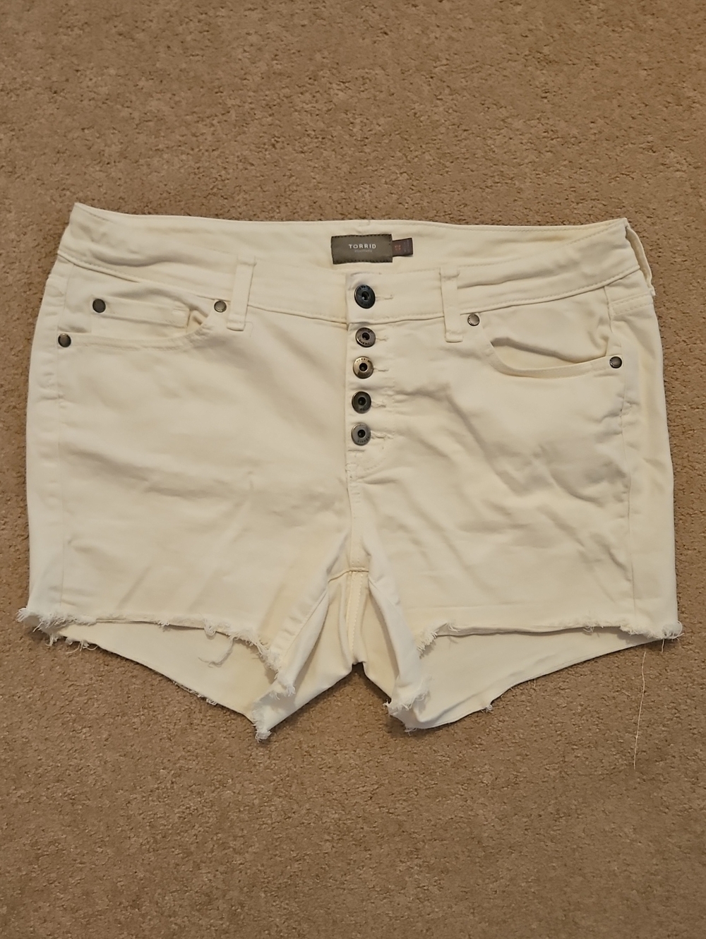 torrid White High-Rise Button-Front Denim Cutoff Shorts